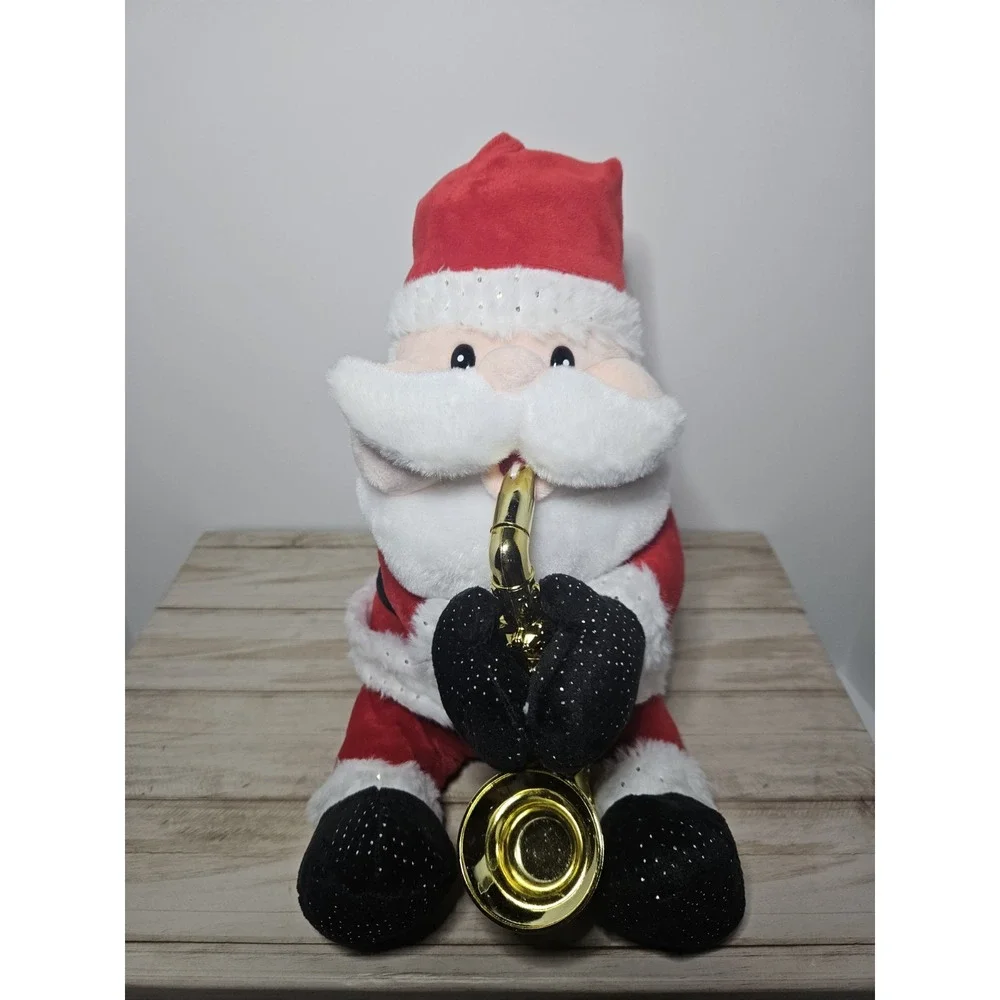 Animated Saxophone Santa Claus Plush Musical Singing Dancing Christmas Light Up